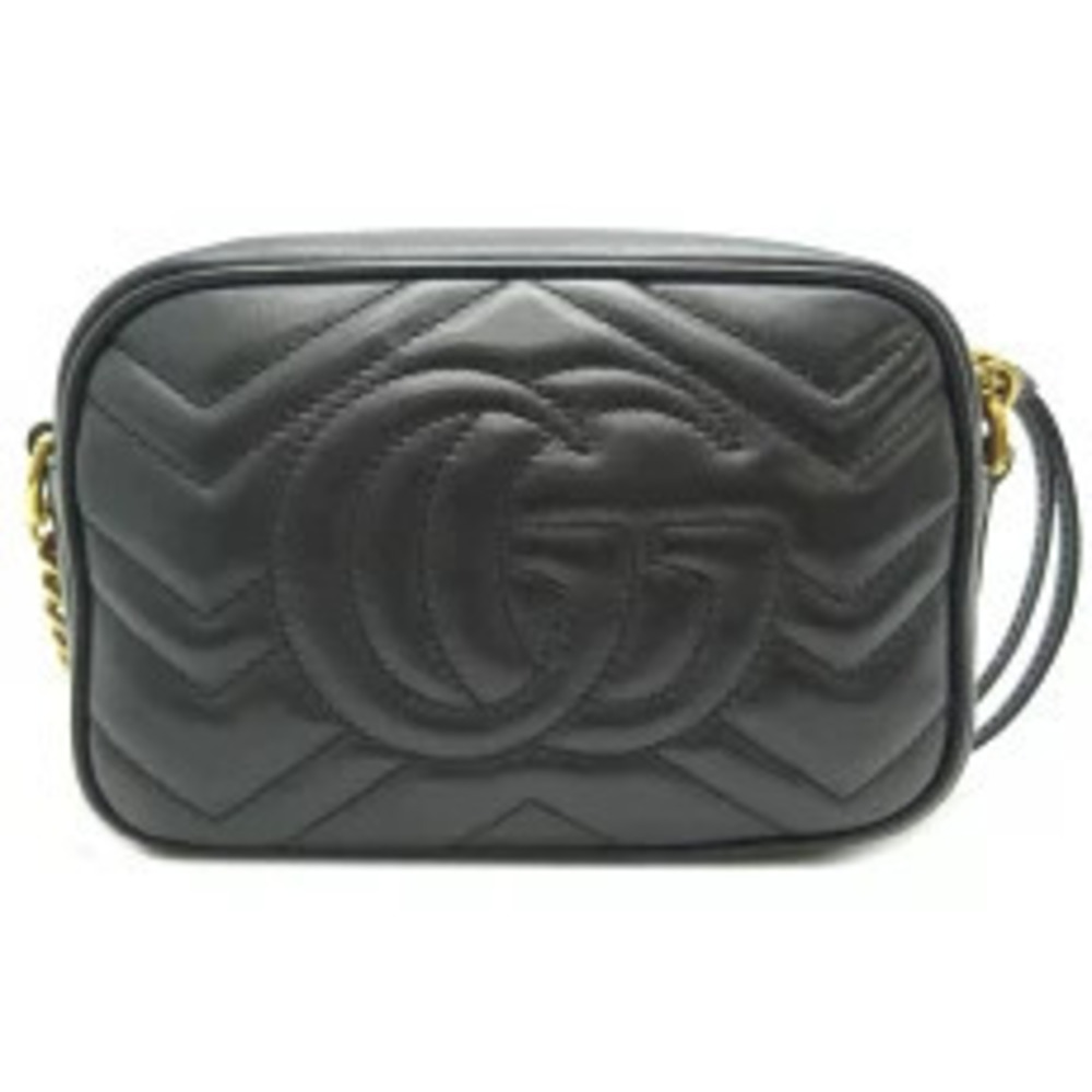 Gucci Shoulder Black GG Marmont Leather Bag Black